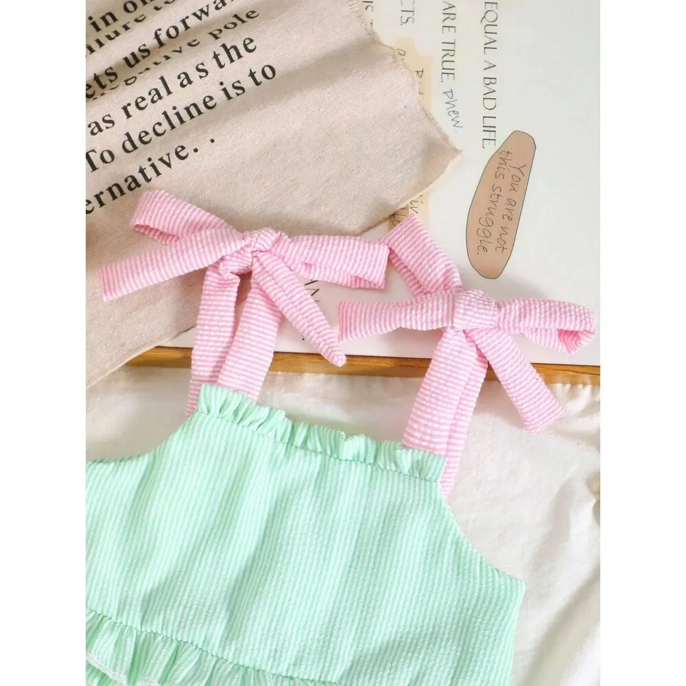 Children's Tie Strap Top & Layered Skirt Set